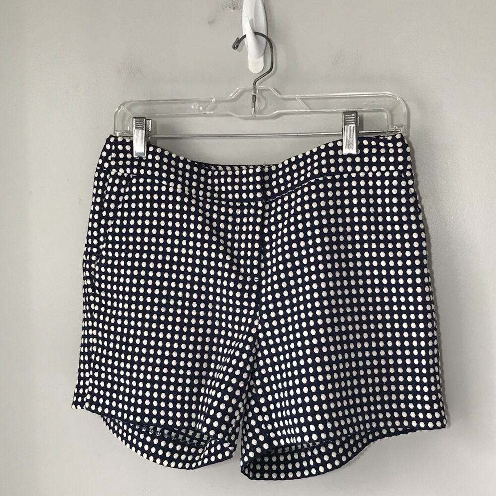 British Khaki womens 8 navy blue with white polka dot shorts